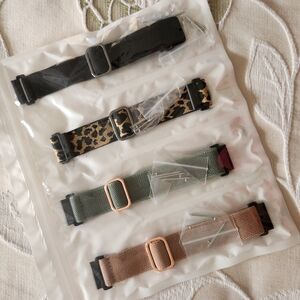 Stylish Women's Watch Bands Set - Black, Leopard, Green, Pink